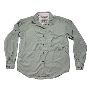 ROYAL ROBBINS Supplex Nylon Camp Shirt in Pale Green Sz Small Mens Stripe Pocket